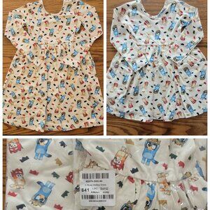 2 New Hanna Andersson Bluey dresses -  Size 90 / 3 and 130 / 8 - Sibling Matches